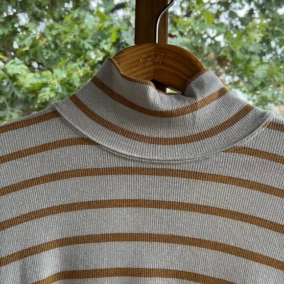 Anthropologie Vanessa Virginia Silver And Gold Striped Long Sleeve Top Size M - Picture 6 of 13